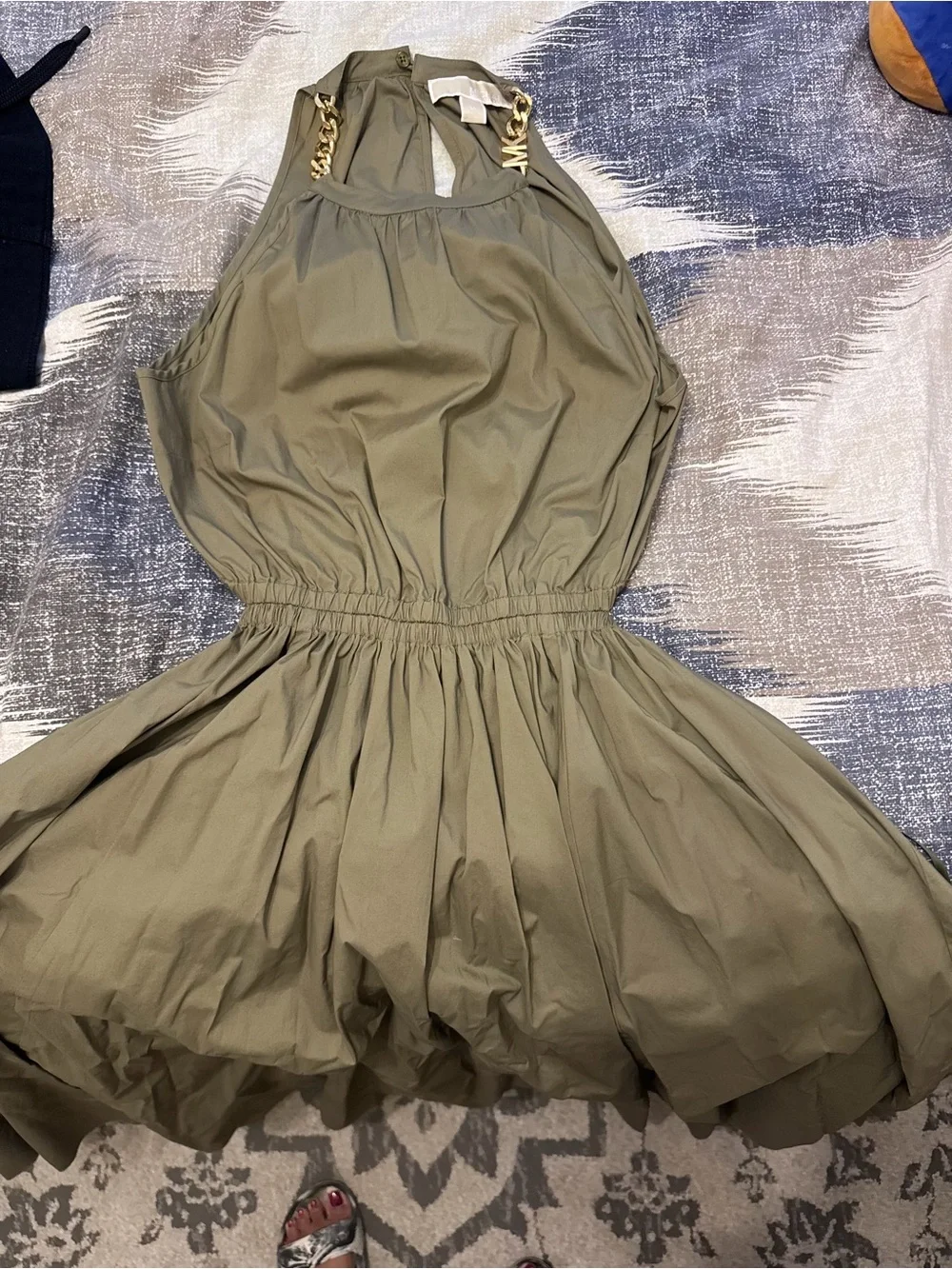 Michael Kors olive green midi with gold detail